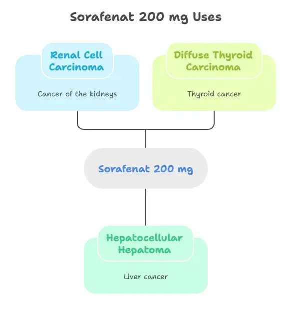 Uses of Sorafenat 200 mg